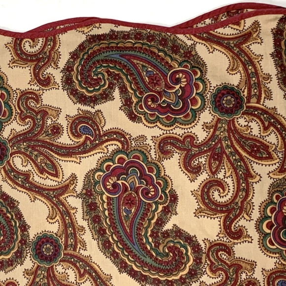 2 Handmade Paisley Print Curtains Drapes Tan Red - Picture 4 of 6